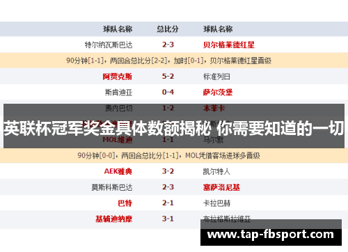 英联杯冠军奖金具体数额揭秘 你需要知道的一切